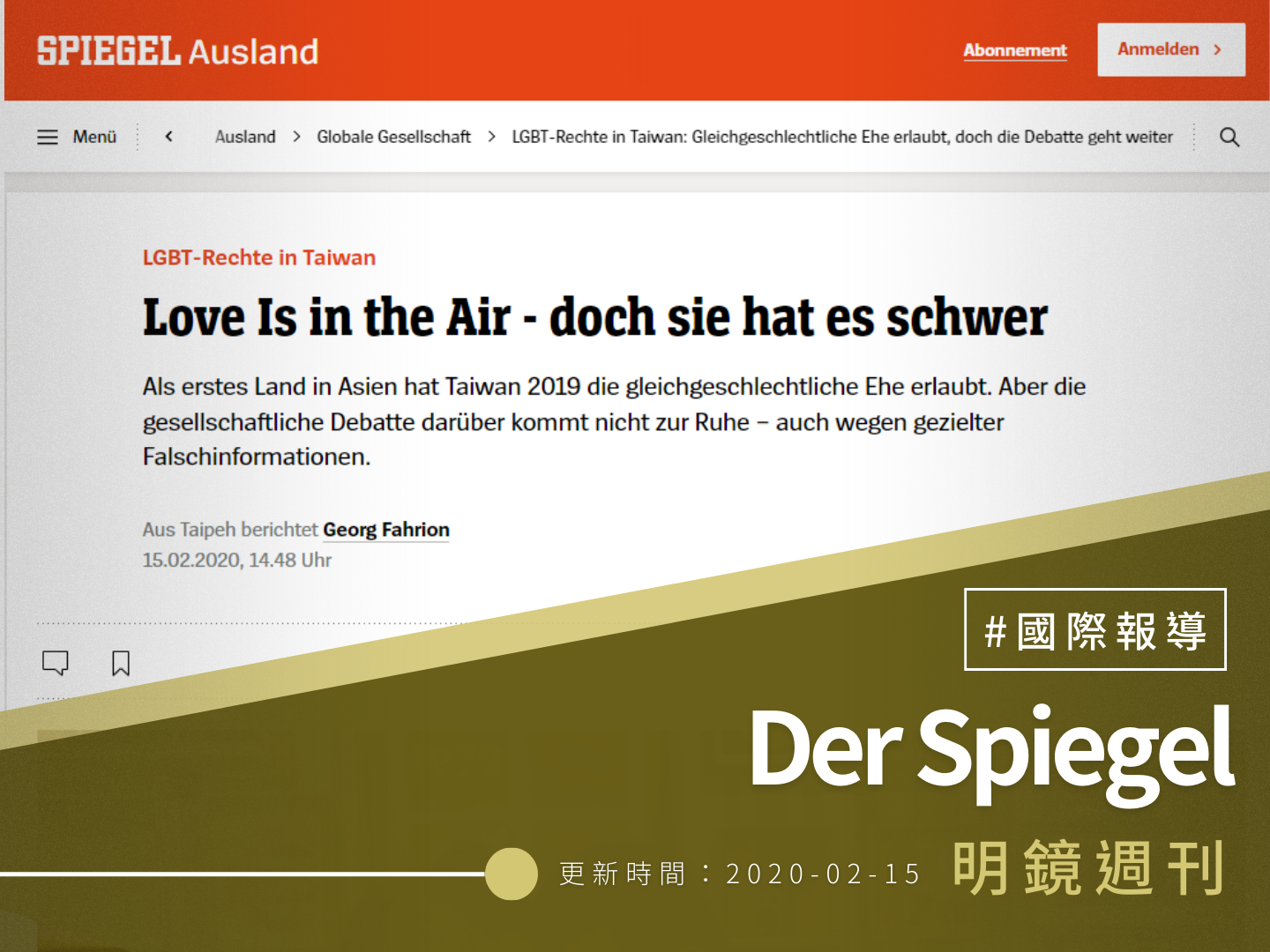 【明鏡週刊】Love Is in the Air – doch sie hat es schwer